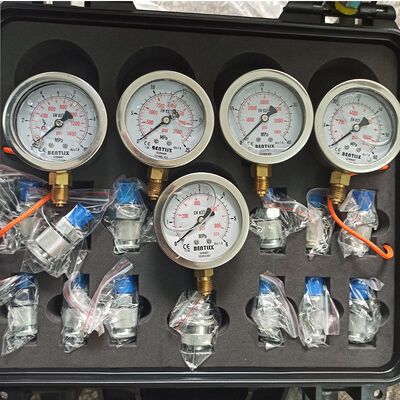 Excavator Diagnostic Tool Hydraulic Pressure 5 Gauge Set Diagnostic Test Kits for Excavator Engine Parts